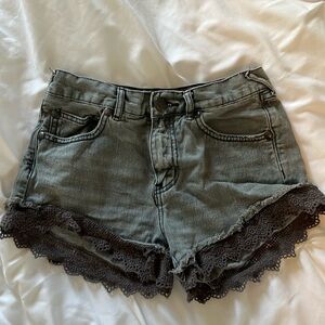 Free People grey jeans shorts with black eyelet size 24